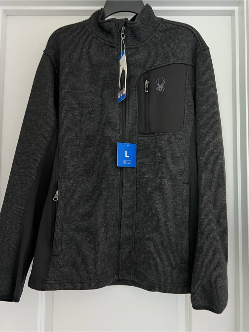 Men’s Spyder Bandit Full Zip Jacket - Limestone Black, Size Large. NWT